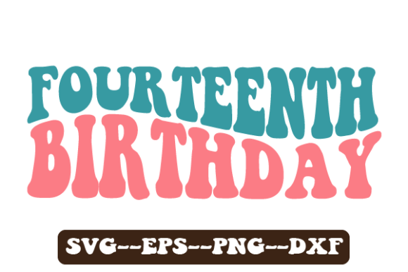 Fourteenth Birthday Wavy SVG Graphics for Crafts