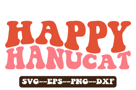 Happy Hanucat Hanukkah Retro Wavy SVG Graphics