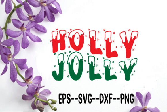 HOLLY JOLLY. Christmas Retro Wavy Svg
