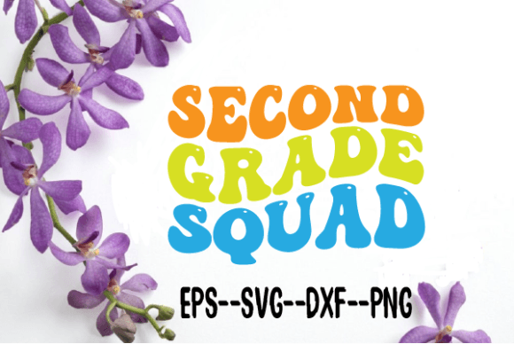 Second Grade Squad Wavy Retro SVG: Graphics for Crafts